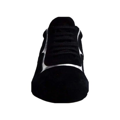 Sneaker Antony 115 da uomo in camoscio nero con inserti in pelle argento, suola bianca, stile sportivo e moderno