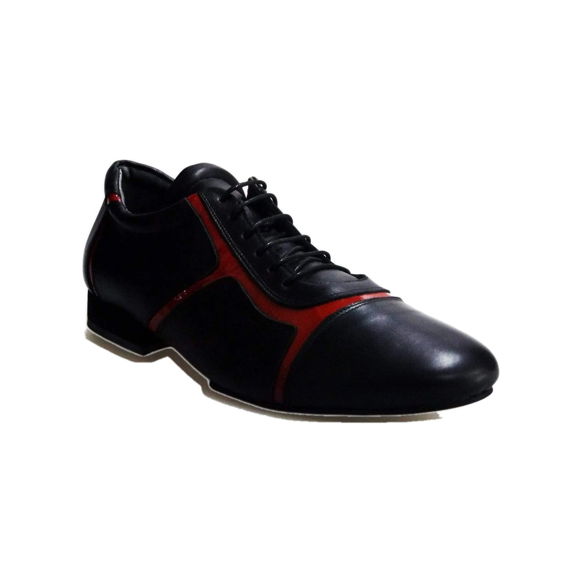Sneaker Antony 115 Wish Dance Shop in pelle nera con inserti in vernice rossa, scarpa da uomo elegante e sportiva