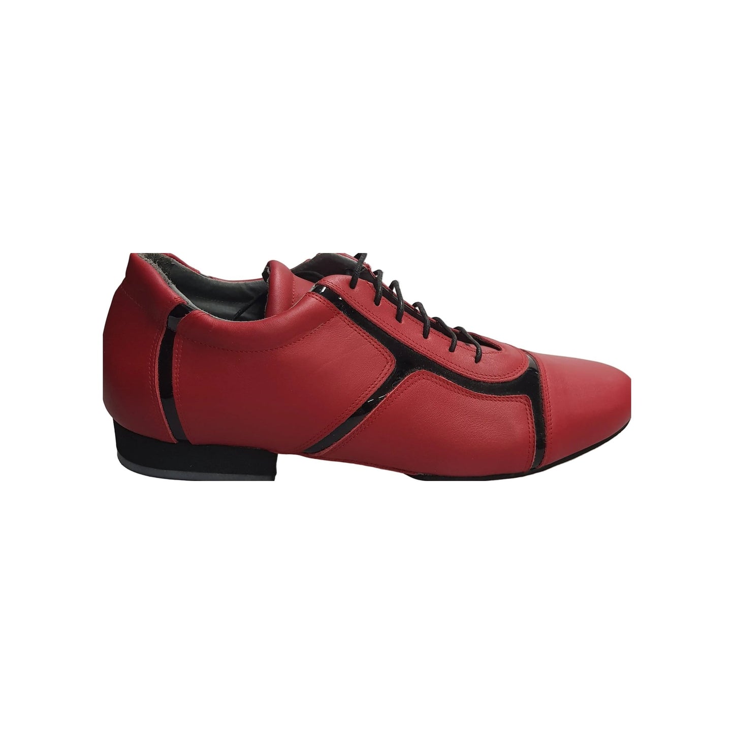 Scarpa Antony 115H da uomo in pelle rossa con inserti in vernice nera, sneaker Wish Dance Shop su sfondo neutro.