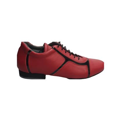 Scarpa Antony 115H da uomo in pelle rossa con inserti in vernice nera, sneaker Wish Dance Shop su sfondo neutro.