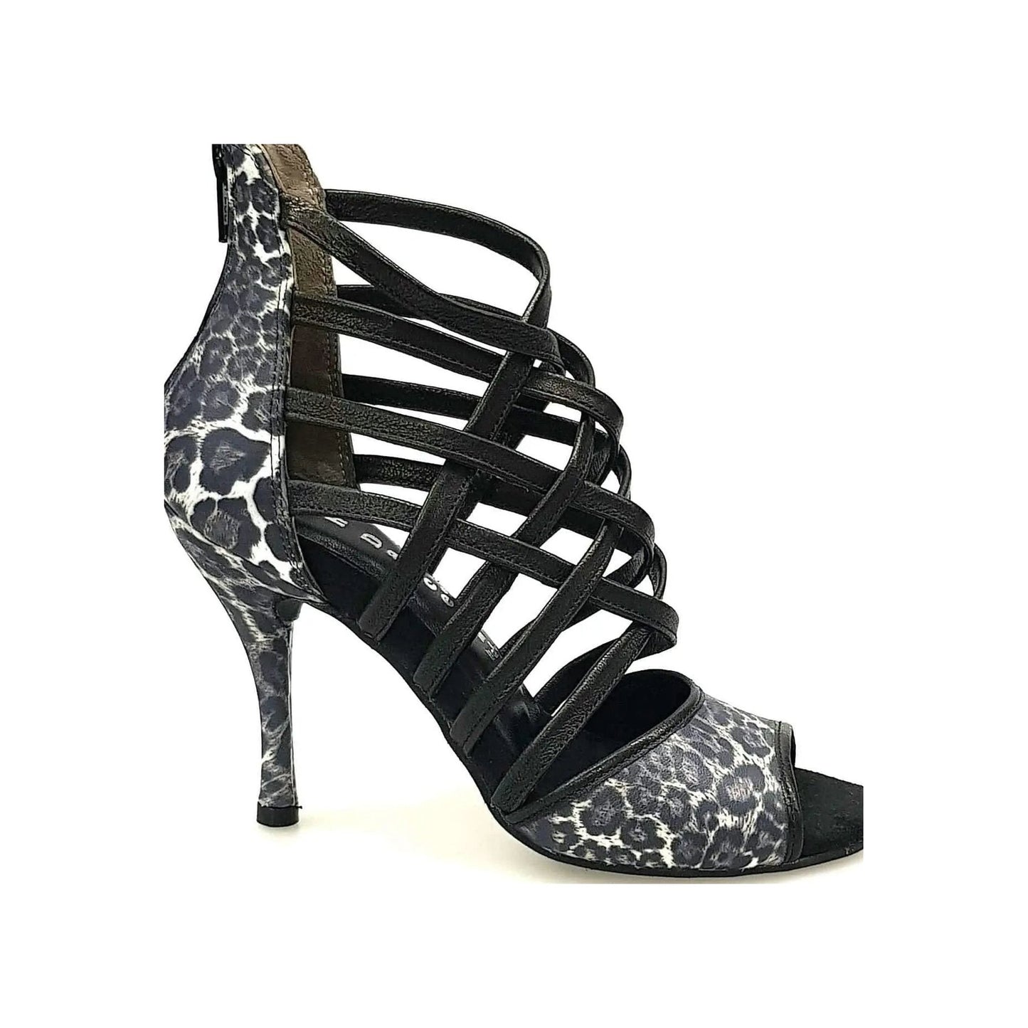 Sandalo da donna Wishdance Megan 161P in pelle maculato con fascette nere, scarpa elegante e alla moda