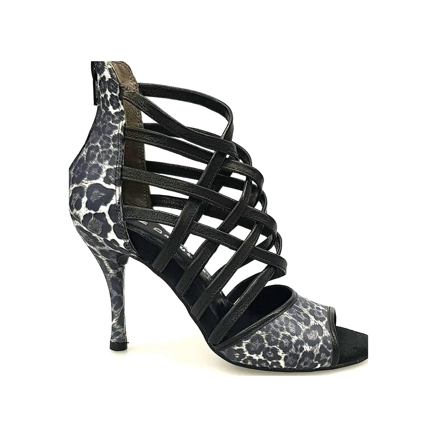 Sandalo da donna Wishdance Megan 161P in pelle maculato con fascette nere, scarpa elegante e alla moda