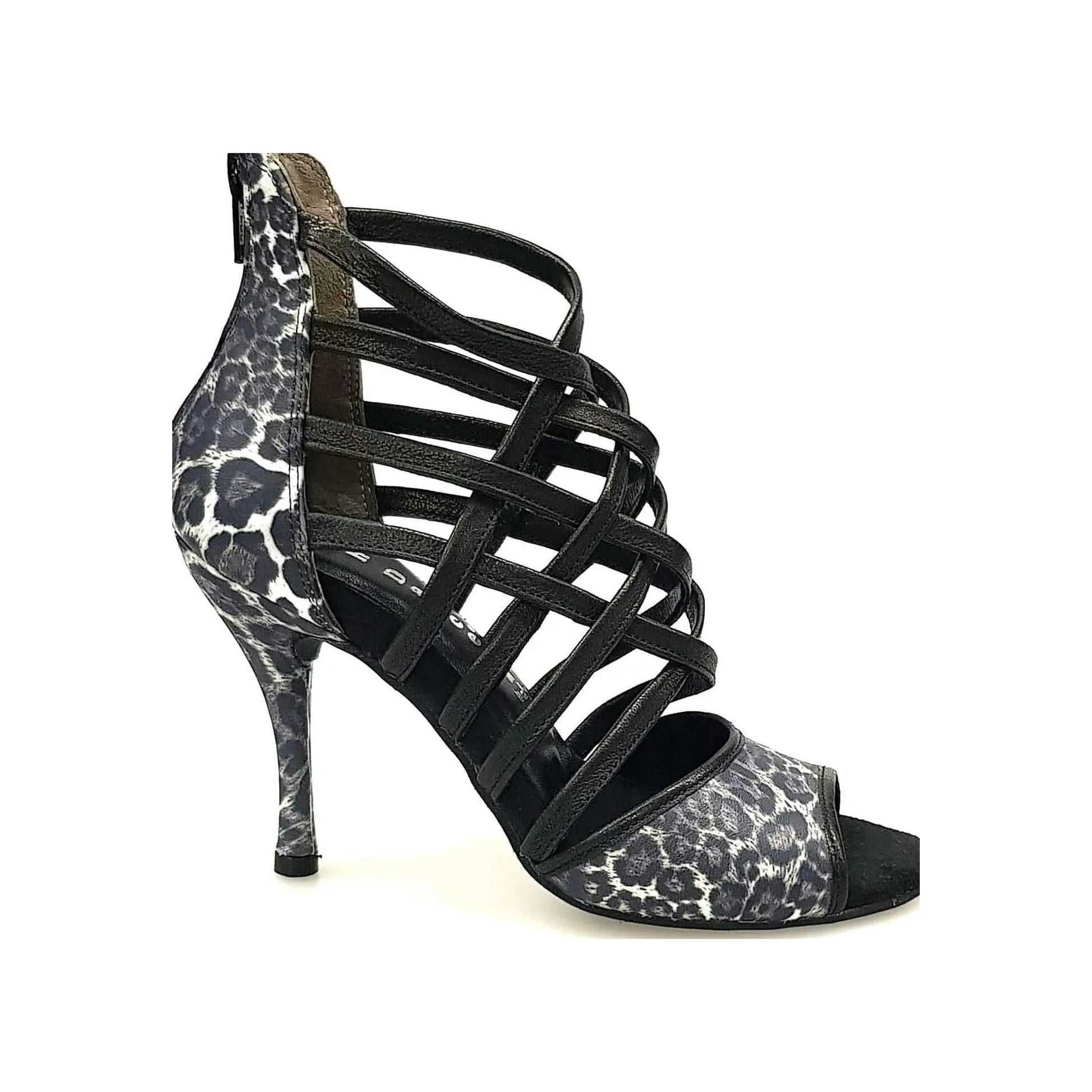 Sandalo da donna Wishdance Megan 161P in pelle maculato con fascette nere, scarpa elegante e alla moda