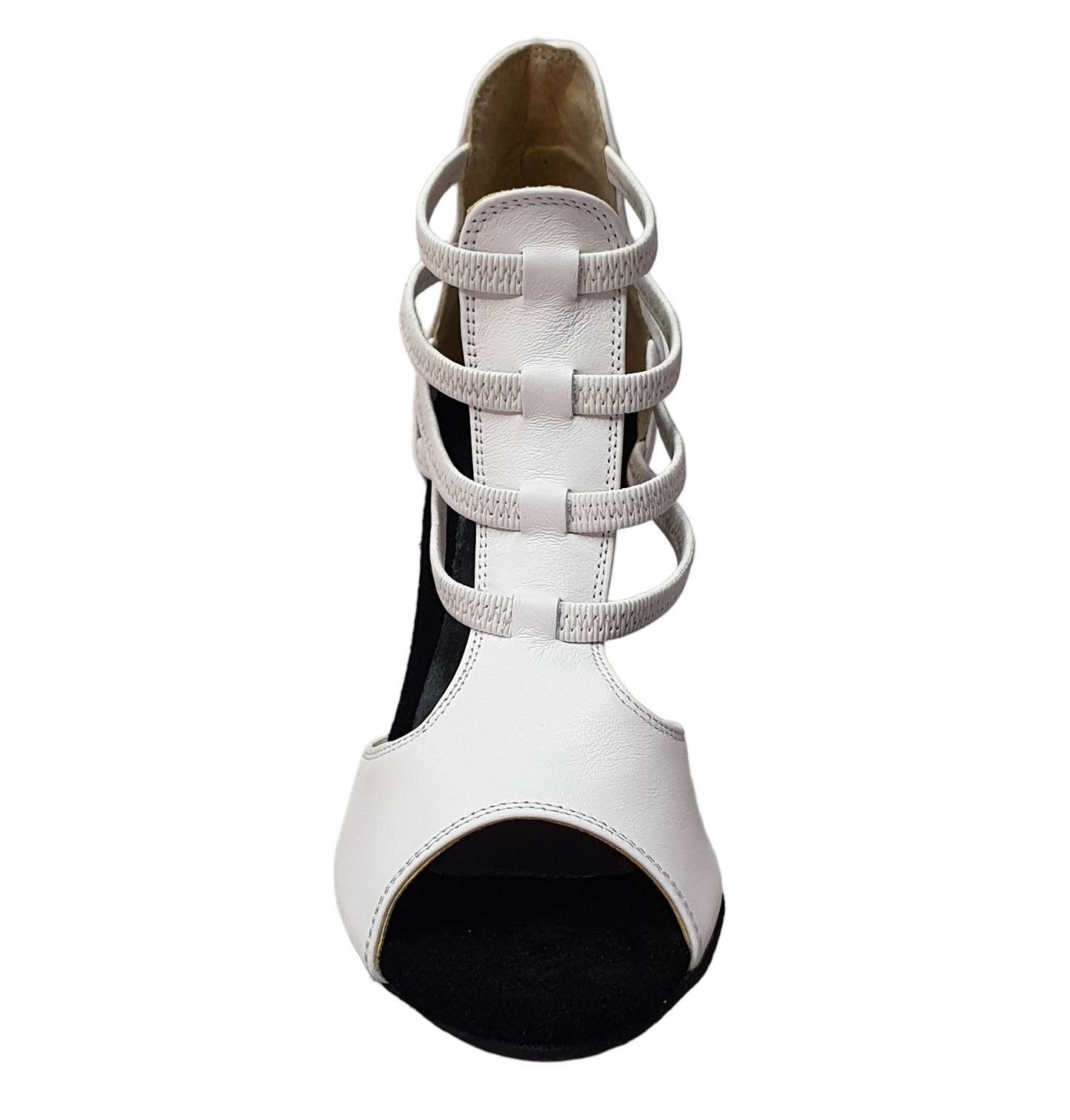 Sandalo da donna WhiteAngel 460PW in vera pelle bianca con elastici e tacco a spillo, scarpa elegante in pelle bianca