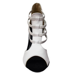 Load image into Gallery viewer, Withe Angel (460PW) - Woman&#39;s Sandal in genuine White Leather, white elastic and stiletto heel in Genuine White Leather
