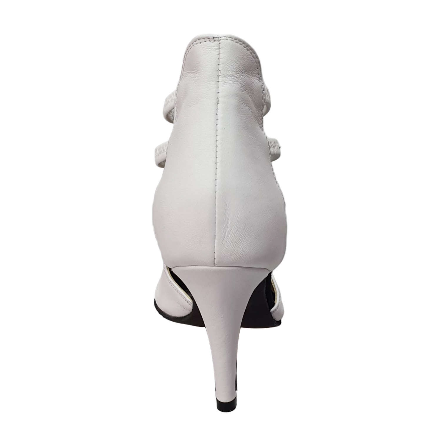 Sandalo donna WhiteAngel 460PW in vera pelle bianca con elastici e tacco a spillo, scarpa elegante in pelle bianca.