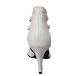 Load image into Gallery viewer, Withe Angel (460PW) - Woman&#39;s Sandal in genuine White Leather, white elastic and stiletto heel in Genuine White Leather
