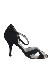 Carica immagine nella Galleria, 2750 (TPDA) - Scarpa in Camoscio Nero e Pelle Argento