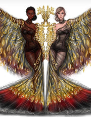 Load image into Gallery viewer, LUNA Plus Black Cuore SW Red  F.3407 (R.L. by WISH DANCE) - Sandalo da donna in camoscio nero Rouche di Tulle arricciato e Cuore di Swarovski Rosso con Tacco a Spillo Smaltato nero
