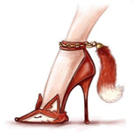 Load image into Gallery viewer, RED FOX (460PW) - Sandalo da Donna in Camoscio Rosso Elastici Oro con Tessuto Rosso inserti disegnati in Glitter Oro e tacco a spillo laminato Oro
