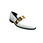 Carica immagine nella Galleria, Jackson (PJ) - Mocassino in Vernice Bianca e Fascia Oro Foderato in Vera Pelle Italiana
