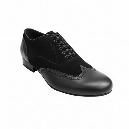 Adone (MS14) - Acordonado cola de milano Mod. Oxford Brogue Zapatos de charol negro y charol blanco Horma redonda
