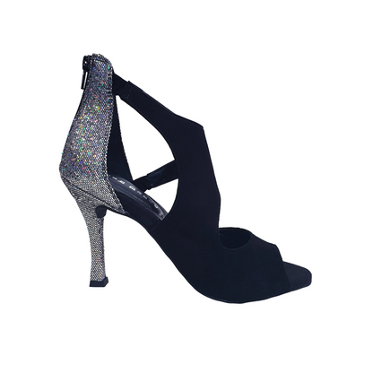 Sandalo da donna Desiré Wish Dance Shop in camoscio nero e multicolore con dettagli argento, scarpa elegante e comoda.