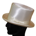 Load image into Gallery viewer, BRAD - Groom's Extra Top Quality Ivory White Silk Satin Top Hat ORDER IT EVEN IF NOT IN STOCK IT WILL BE MADE FOR YOU
