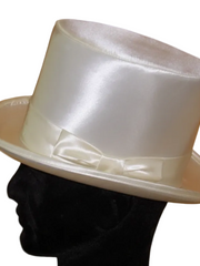Load image into Gallery viewer, BRAD - Groom's Extra Top Quality Ivory White Silk Satin Top Hat ORDER IT EVEN IF NOT IN STOCK IT WILL BE MADE FOR YOU