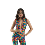 Carica immagine nella Galleria, DENISE Fantasy Zip - Jumpsuit in Microfibra Traspirante Bielastica Modellante Contenitivo containment Fantasia Picasso multicolor
