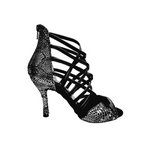 Load image into Gallery viewer, Natalia (360) - Sandalo Alto da Donna in Pitone Silver con fascette pelle nera
