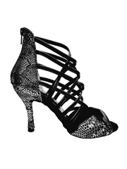 Load image into Gallery viewer, Natalia (360) - Sandalo Alto da Donna in Pitone Silver con fascette pelle nera
