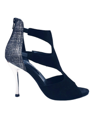 Carica immagine nella Galleria, Nina Fish - Sandalo da Donna in Camoscio Nero Avanti e Tallone in Fish Carbon Boreale