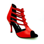 Load image into Gallery viewer, Diabla Roja (460PW) - Red Leather Sandal with Red Elastics and Stiletto Heel Covered in Real Red Leather
