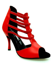 Carica immagine nella Galleria, Diabla Roja (460PW) - Sandalo in Pelle Rossa con Elastici Rossi e Tacco a spillo Rivestito in Vera Pelle Rossa
