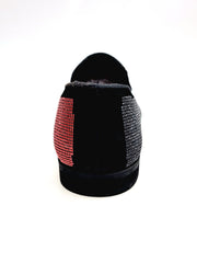 Carica immagine nella Galleria, MACETE Facão (800PJ) - Mocassino da Uomo in Camoscio Nero Livrea Bandiera Angolana con Miniborchie Rosse Nere e Oro
