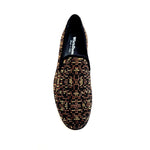 Load image into Gallery viewer, Leopard Brown (800PJ) - Mocassino da Uomo in Camoscio nero con Swarovski neri borchiette marrone e Oro Maculata Livrea Leopardo
