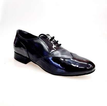 Scarpa da uomo Wish Dance Shop COTISO 108N in vernice e pelle nera, stringata a coda di rondine modello Oxford