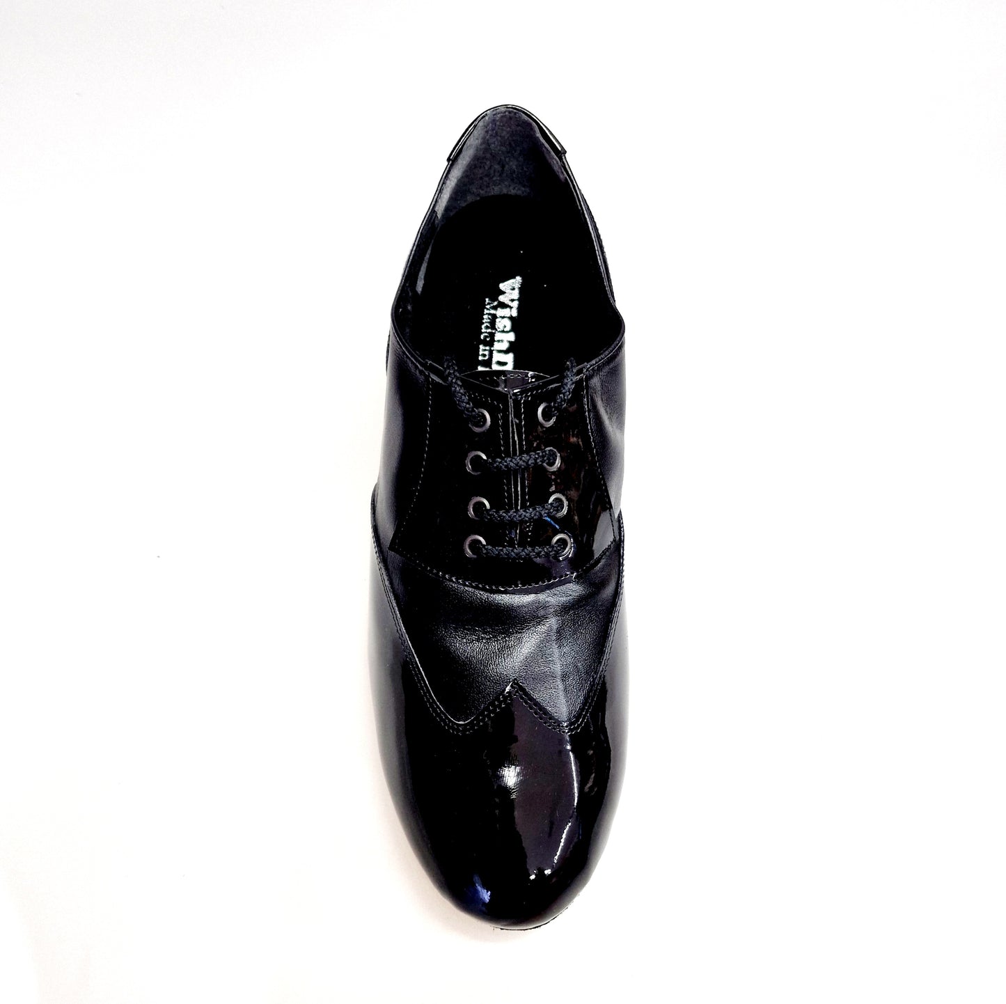 Scarpa da uomo Wish Dance Shop COTISO 108N Oxford in vernice nera e pelle nera, scarpa stringata a coda di rondine elegante