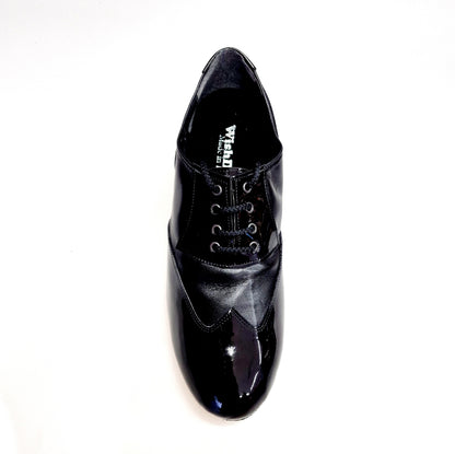 Scarpa da uomo Wish Dance Shop COTISO 108N Oxford in vernice nera e pelle nera, scarpa stringata a coda di rondine elegante