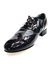 Carica immagine nella Galleria, COTISO (108N) - Scarpa da Uomo Stringata a Coda di Rondine Mod. Oxford in Vernice Nera e Pelle Nera
