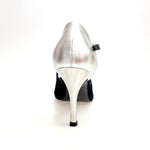 Load image into Gallery viewer, DANY Black F.3407 (R.L. by WISH DANCE ) - Camoscio Nero Tallone Pelle Argento Tacco a Rocchettino a Stiletto Laminato Argento
