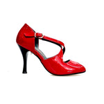 Carica immagine nella Galleria, DANY Red F.3407 (R.L. by WISH DANCE) - Scarpa da donna in Pelle di Vernice Rossa con Tacco a Rocchettino Smaltato nero
