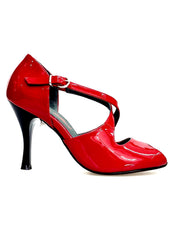 Carica immagine nella Galleria, DANY Red F.3407 (R.L. by WISH DANCE) - Scarpa da donna in Pelle di Vernice Rossa con Tacco a Rocchettino Smaltato nero
