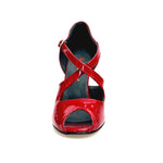 Carica immagine nella Galleria, DANY Red F.3407 (R.L. by WISH DANCE) - Scarpa da donna in Pelle di Vernice Rossa con Tacco a Rocchettino Smaltato nero

