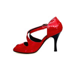Carica immagine nella Galleria, DANY Red F.3407 (R.L. by WISH DANCE) - Scarpa da donna in Pelle di Vernice Rossa con Tacco a Rocchettino Smaltato nero
