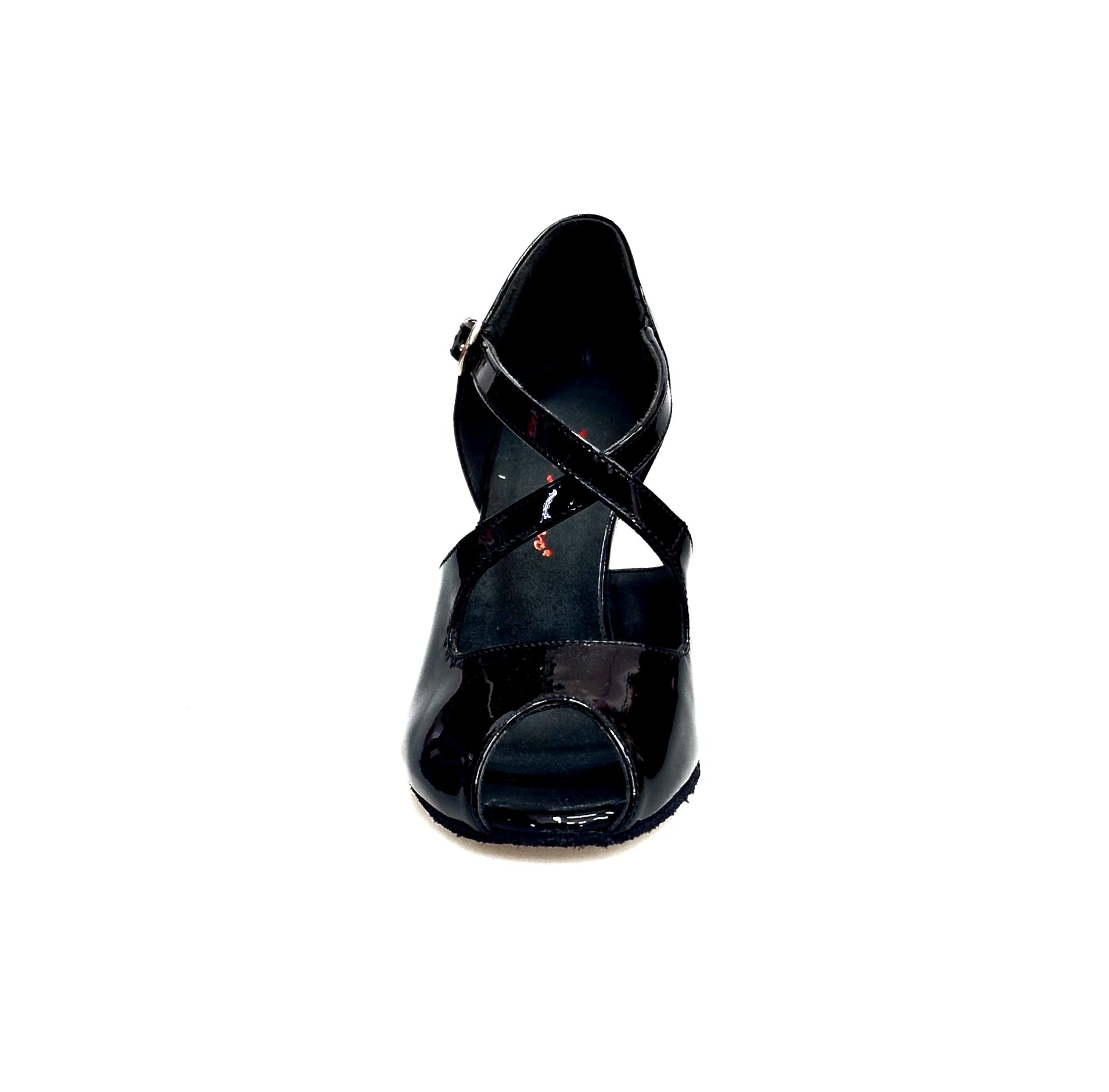 Scarpa da donna Wish Dance in pelle di vernice nera con tacco a rocchettino smaltato nero, modello DANY Black F.3407.