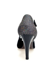 Carica immagine nella Galleria, DANY Black  F.3407 (R.L. by WISH DANCE ) - Avanti Camoscio Nero Tallone Tessuto Rachele Boreale multicolor Tacco a spillo largo Smaltato nero
