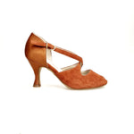 Load image into Gallery viewer, DANY Rame F.3407 (R.L. by WISH DANCE ) - Camoscio Rame Tallone in Raso Rame Tacco a Rocchetto Rotondo
