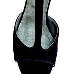 Load image into Gallery viewer, BELL/C Plus Black Cuore SW Red  F.3407 (R.L. by WISH DANCE) - Sandalo da donna in camoscio nero e Cuore di Swarovski Rosso con Tacco a Rocchettino Smaltato nero
