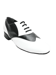 Carica immagine nella Galleria, COTISO (108N) - Stringata a Coda di Rondine Mod. Oxford in Pelle Bianca e Pelle Nera