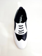 Carica immagine nella Galleria, COTISO (108N) - Stringata a Coda di Rondine Mod. Oxford in Pelle Bianca e Pelle Nera
