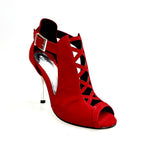 Load image into Gallery viewer, DINKA Plus (2304) -  Scarpa da Donna in Camoscio Rosso Vivo inserto collopiede in Camoscio Rosso Vivo Tacco a Spillo Laminato Argento
