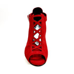 Load image into Gallery viewer, DINKA Plus (2304) -  Scarpa da Donna in Camoscio Rosso Vivo inserto collopiede in Camoscio Rosso Vivo Tacco a Spillo Laminato Argento
