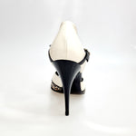 Load image into Gallery viewer, JANIS   F.626 (R.L. by WISH DANCE) - Scarpa in Pelle Beige e Pelle Nera con inserto in Materiale di Paillettes Leopardate Tacco a Spillo Sottile Smaltato Nero
