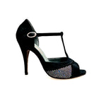 Carica immagine nella Galleria, JANIS   F.626 (R.L. by WISH DANCE) - Scarpa in Camoscio Nero e Rachele Boreale Multicolor Tacco a Spillo Sottile
