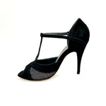 Carica immagine nella Galleria, JANIS   F.626 (R.L. by WISH DANCE) - Scarpa in Camoscio Nero e Rachele Boreale Multicolor Tacco a Spillo Sottile
