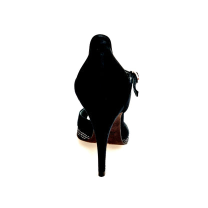 Scarpa in camoscio nero e rachele multicolore Wish Dance con tacco a spillo sottile e design elegante.