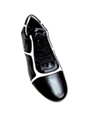 Load image into Gallery viewer, Antony 115 Sneaker - Scarpa da Uomo Pelle nera Inserti Vernice Bianca
