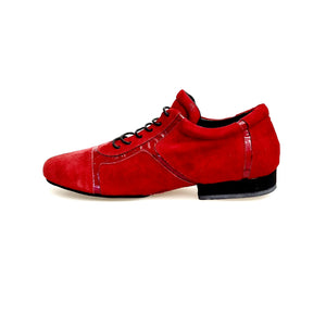 Antony 115 Sneaker - Men's Shoe in Red Suede with Red Patent Leather inserts